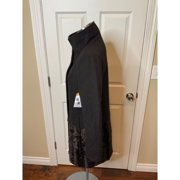 Tahari Brown Wool Blend Drop Waist Faux Fur Coat, Size 6 - Picture 5 of 6